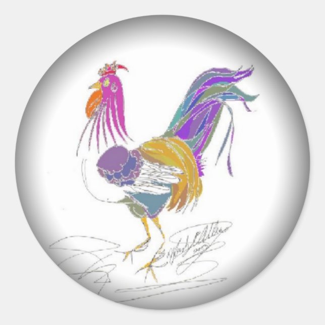 Sticker Rond Aime-moi, aime mon coq (Devant)