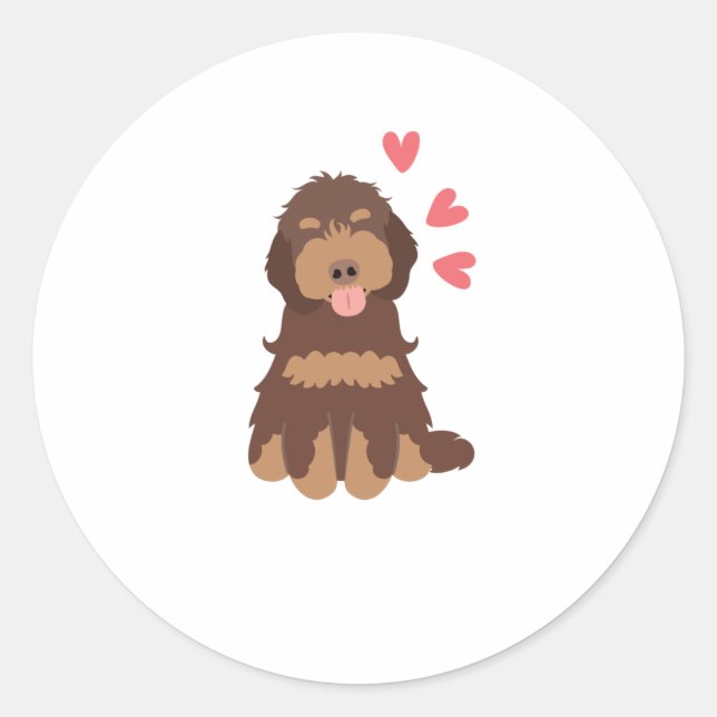 Sticker Rond Aimer Chocolat Phantom Cockapoo Cavapoo Chien (Devant)