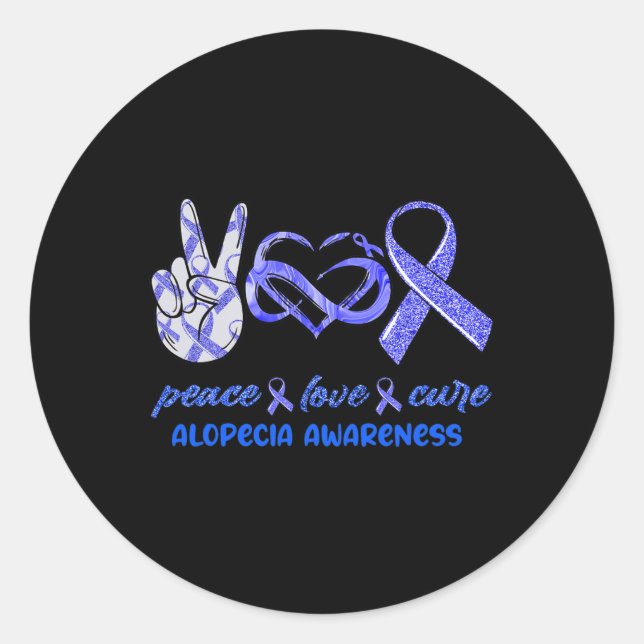 Sticker Rond Aimer Cure Alopecia Sensibilisation (Devant)