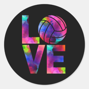 Sticker Rond Aimer équipe de volleyball d'aquarelle Tournat