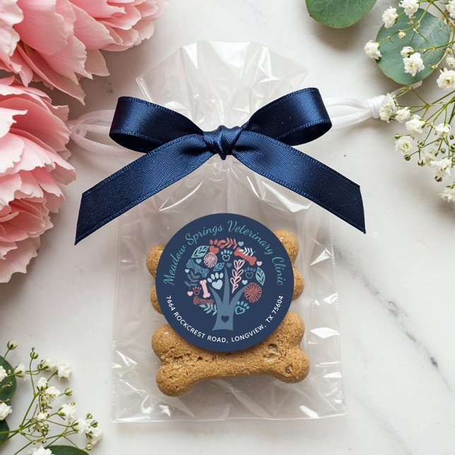 Sticker Rond Aimer Floral & Foliage Compagnie Paw Tree (Loving Floral & Foliage Pet Paw Tree Company Classic Round Sticker)