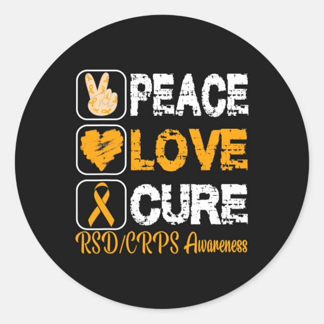 STICKER ROND AIMER LA PAIX CURE RSD SENSIBILISATION DES CRPS (Devant)