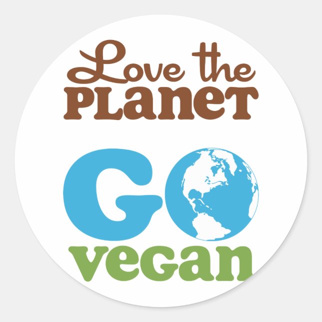 Sticker Rond Aimer la planète Go Vegan (Devant)