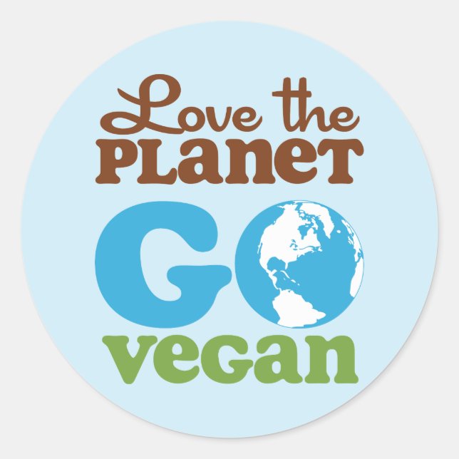 Sticker Rond Aimer la planète Go Vegan (Devant)