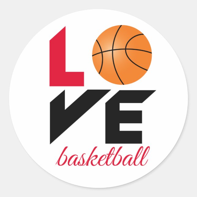 Sticker Rond Aimer le basket-ball (Devant)