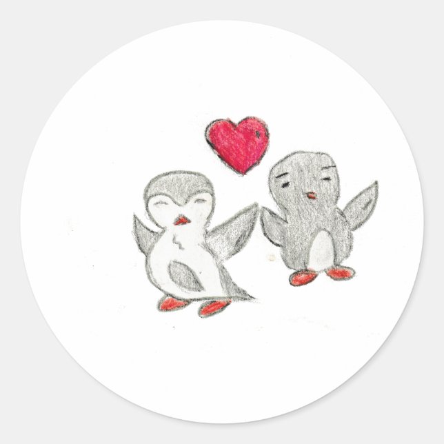 Sticker Rond Aimer les pingouins (Devant)