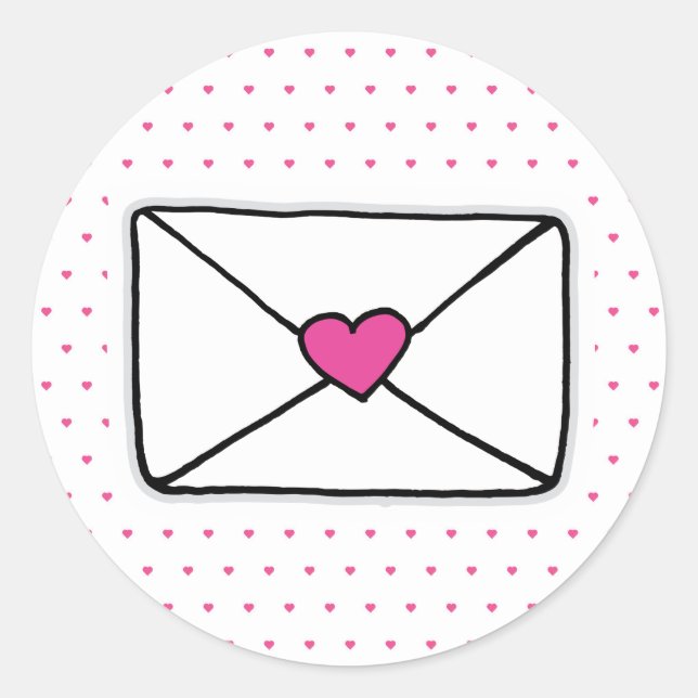 Sticker Rond Aimer Mail Enveloppe Coeur Enveloppe Enveloppe Ena (Devant)