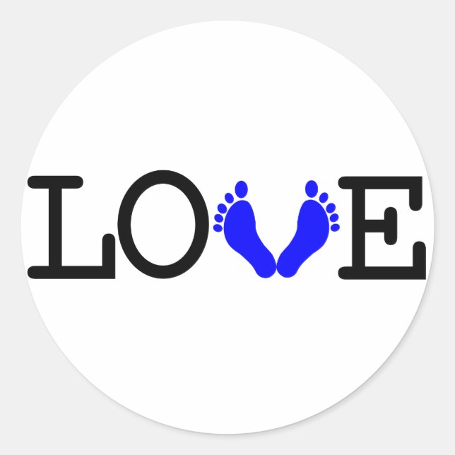 Sticker Rond Aimer Moi Quelques Bébés - Bleu (Devant)