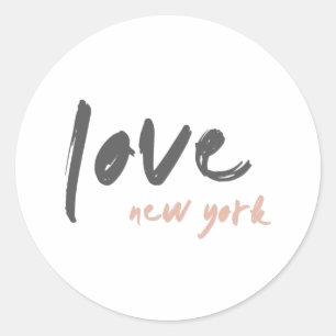 Sticker Rond Aimer New York   NYC USA Moderne Wanderlust Rose