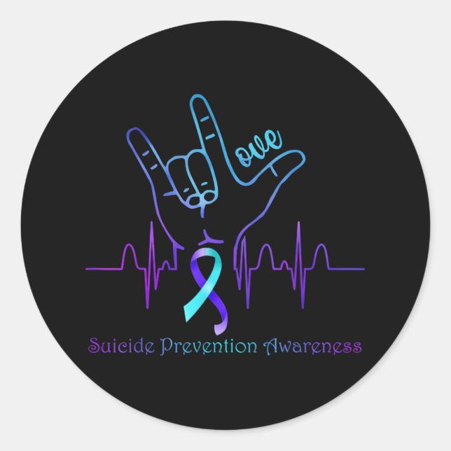 Sticker Rond Aimer Prévention Suicide Sensibilisation Ribbon Su (Devant)
