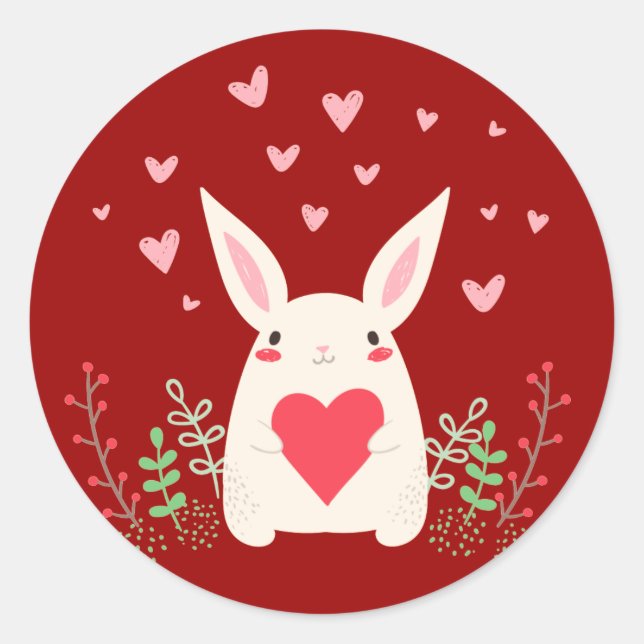 Sticker Rond Aimer Snuggly Kawaii Bunny Custom (Devant)