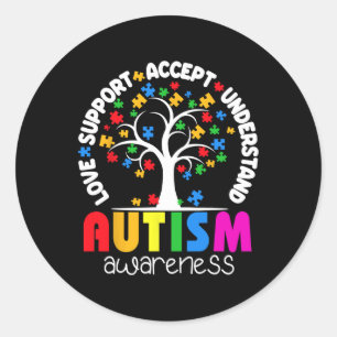 Sticker Rond Aimer Support Accepter Comprendre L'Autisme De L'A