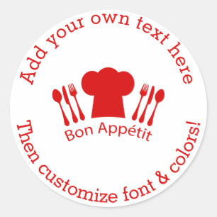 Sticker Rond Aimer to Cook Chef Casquette Bon Appetit
