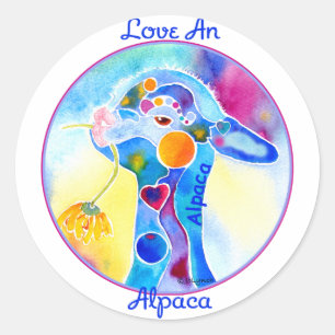 Sticker Rond Aimer Une T Chemise Alpaca Purples & Blues