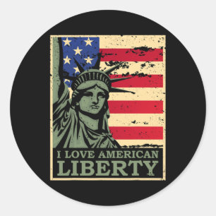 Sticker Rond Aimez La Liberté Américaine 4 Juillet Fête De L'In