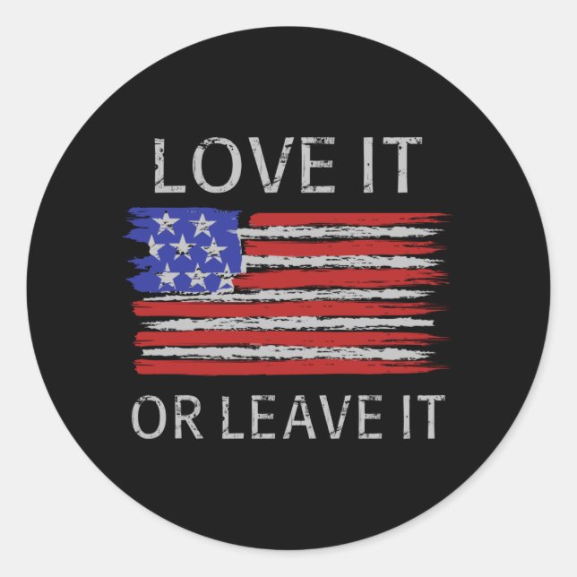 Sticker Rond Aimez-le ou laissez-le États-Unis Drapeau (Devant)
