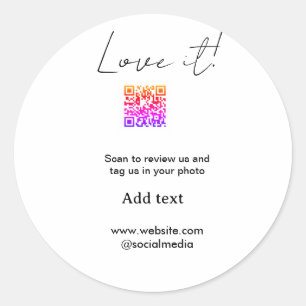 Sticker Rond Aimez-le scannez QR avis partager photo sur les ré