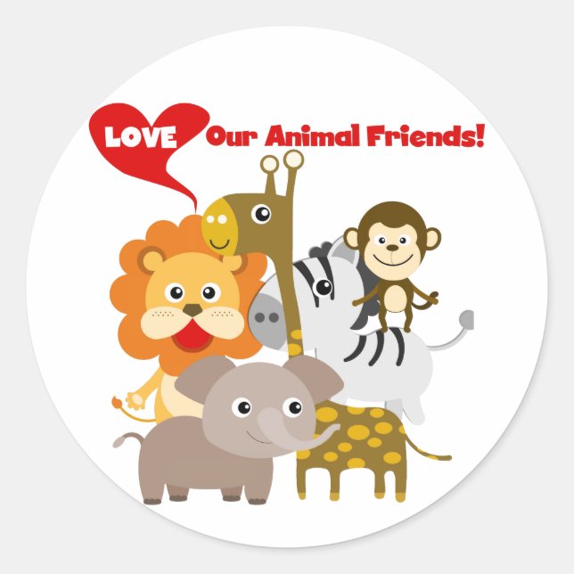 Sticker Rond Aimez nos amis animaux (Devant)