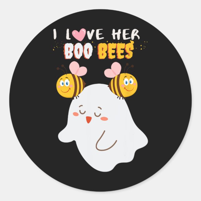 Sticker Rond Aimez Son Boo Bees Drôle Halloween Couple Husband  (Devant)