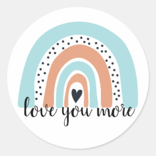 Sticker Rond Aimez-vous plus Rainbow Heart Blue Peach