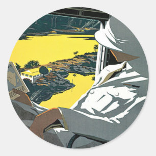 Sticker Rond Air Afrique : Visitez L'Afrique en Avion