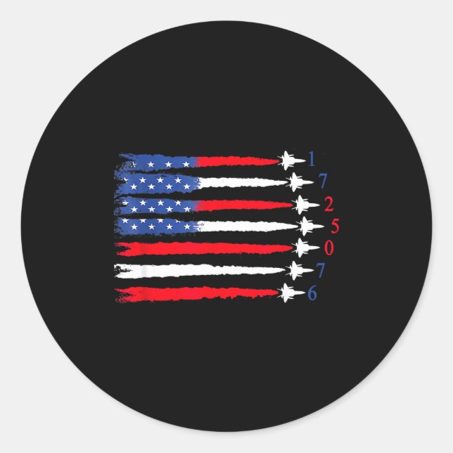 Sticker Rond Air Force American Flag 4th Of July 2026 Funny Gif (Devant)