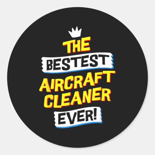 Sticker Rond Aircraft Cleaner, Funny Job Occupation  (Devant)
