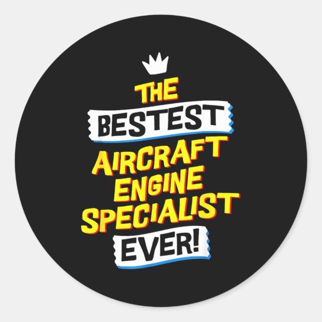 Sticker Rond Aircraft Engine Specialist, Funny Job Occupation  (Devant)