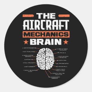 Sticker Rond Aircraft Mechanics Brain Aviation Funny Aircraft M
