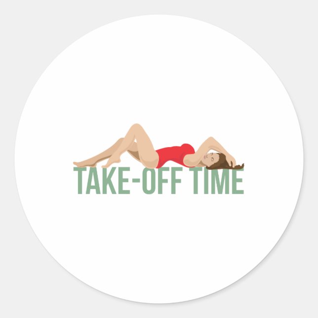 Sticker Rond Aircraft Nose Art Take Off Time Pin-up Gift (Devant)