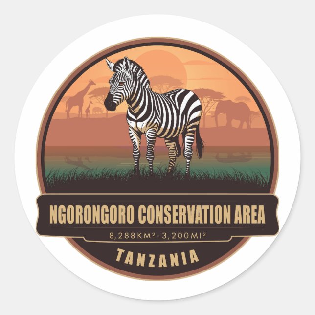 Sticker Rond Aire de conservation du Ngorongoro, Tanzanie (Devant)