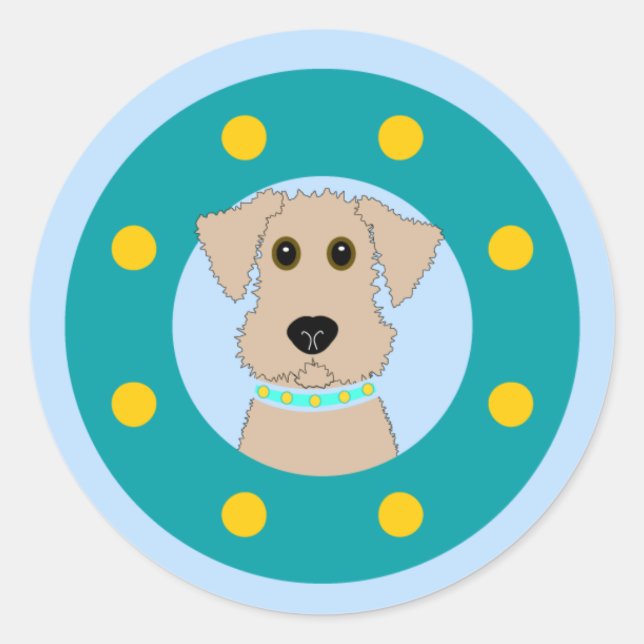 Sticker Rond Airedale Puppy (Devant)