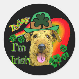 Sticker Rond Airedale Terrier St patrick