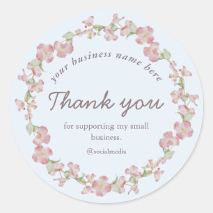 Sticker Rond Airlight rose Dogwood wreath Merci aux entreprises