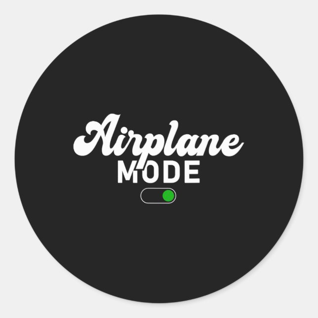 Sticker Rond Airplane Mode On Funny Vacation Summer  (Devant)