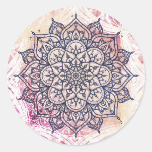 Sticker Rond Airy Mandala Happy Pink Purple Yellow