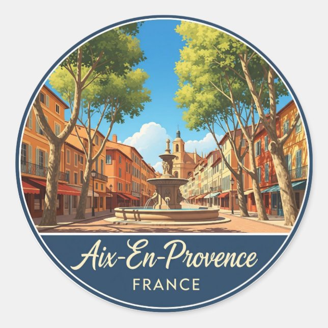 Sticker Rond Aix-en-Provence France Travel (Devant)