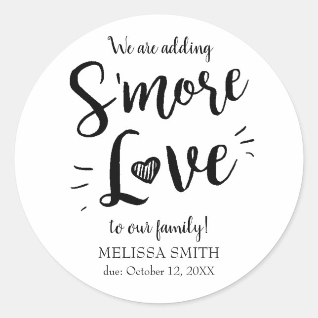 Sticker Rond Ajout du Baby shower Smore Love S'mores (Devant)