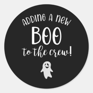 Sticker Rond Ajout D'Un Nouveau Boo À La Grossesse D'Halloween