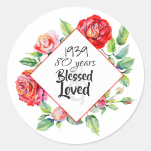 Sticker Rond AJOUTER Année de naissance Âge Cadeau d'anniversai