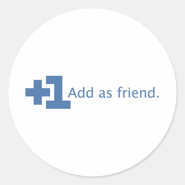 Sticker Rond Ajouter comme ami - Plus un (bleu) (Devant)