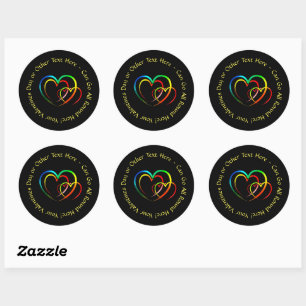 Sticker Rond Ajouter des noms Message texte - Cœurs sur fond no