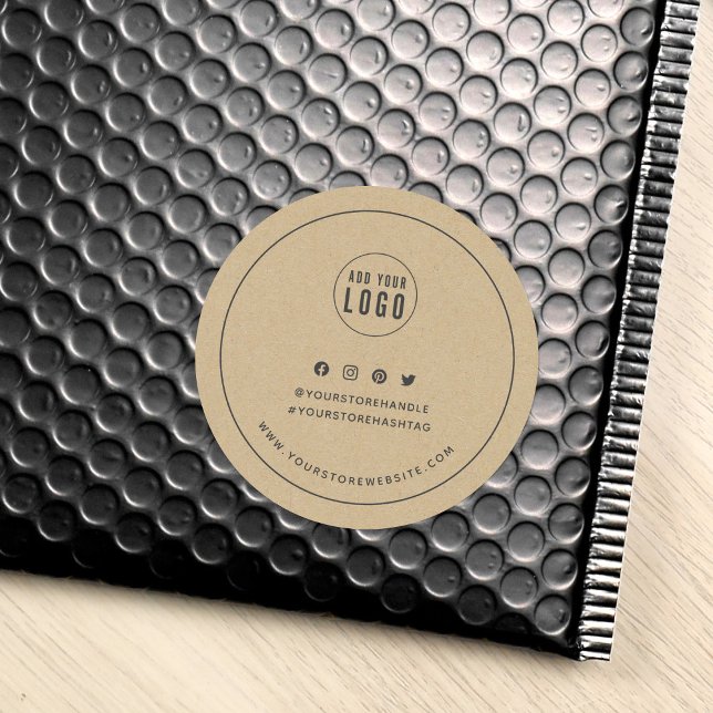 Sticker Rond Ajouter Logo Gris Bordure Médias sociaux Marque Kr (Créateur téléchargé)