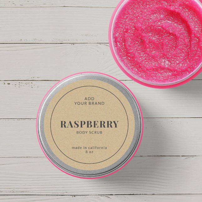 Sticker Rond Ajouter Marque Gris Bordure Rustique Kraft Étiquet (Créateur téléchargé)