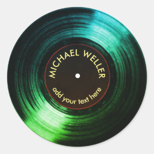 Sticker Rond ajouter nom vinyle disque vert