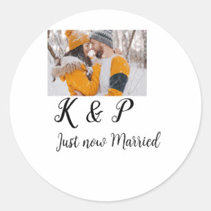 Sticker Rond ajouter photo de couple juste marié ajouter nom le