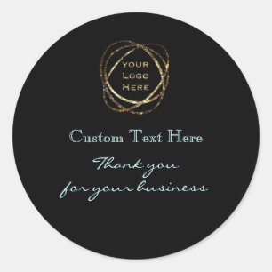 Sticker Rond Ajouter son propre logo Modern Elegant Aqua sur No