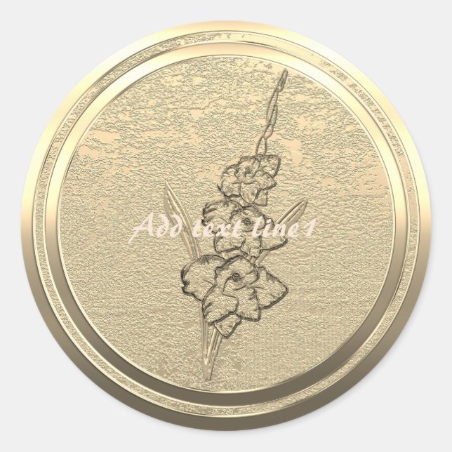 Sticker Rond Ajouter Texte Gold Gladiolus  (Devant)