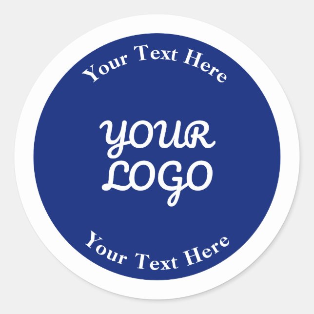Sticker Rond Ajouter un logo bleu marine foncé et blanc avec bo (Devant)
