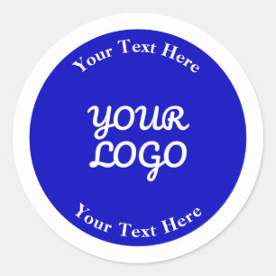 Sticker Rond Ajouter un logo modifiable bleu royal et blanc ave